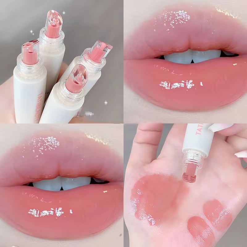 Lasting Nude Pink High Gloss Lip Glaze Moisturizing Lipstick Mirror Water Lip Tint Korean Beauty Lip Care Makeup