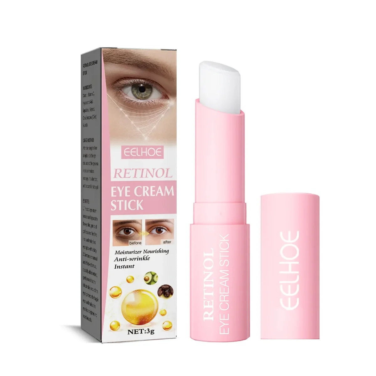 Retinol Smooth Wrinkle Eye Cream anti Puffiness Remove Dark Circle Eye Bag Stick Fade Fine Line Whitening Moisturizing Skin Care