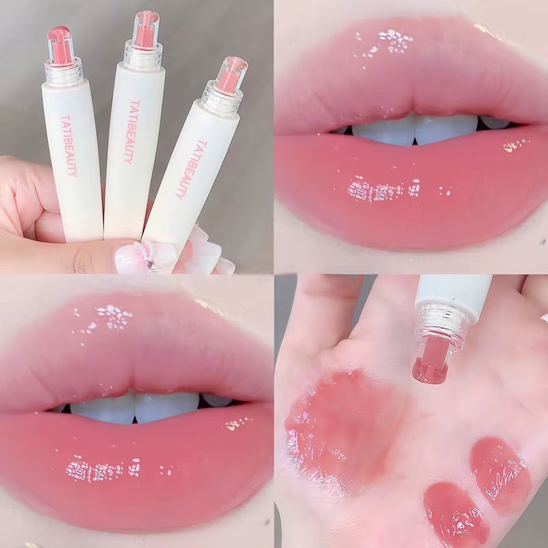 Lasting Nude Pink High Gloss Lip Glaze Moisturizing Lipstick Mirror Water Lip Tint Korean Beauty Lip Care Makeup