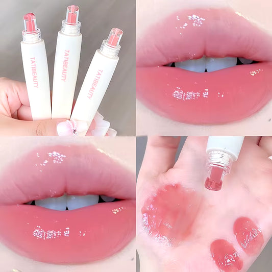 Lasting Nude Pink High Gloss Lip Glaze Moisturizing Lipstick Mirror Water Lip Tint Korean Beauty Lip Care Makeup