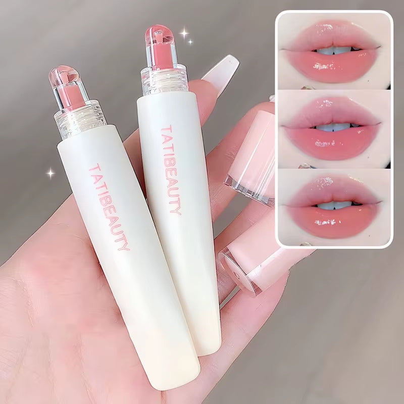Lasting Nude Pink High Gloss Lip Glaze Moisturizing Lipstick Mirror Water Lip Tint Korean Beauty Lip Care Makeup