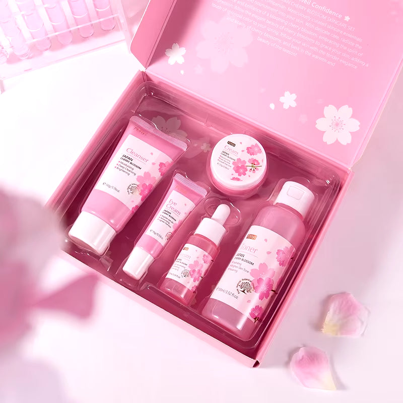 5Pcs/Box Skin Care Set Green Tea Facial Cleaner Soothes Skin Face Toner Tea Serum Moisturizing Cream Repairing Eye Cream Kits