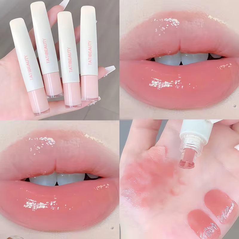 Lasting Nude Pink High Gloss Lip Glaze Moisturizing Lipstick Mirror Water Lip Tint Korean Beauty Lip Care Makeup